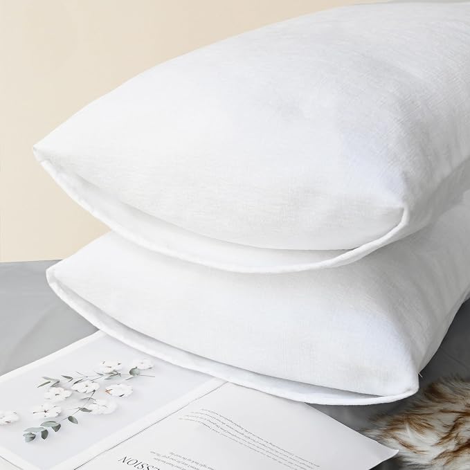 CaliTime Decorative Standard Throw Pillow Covers 26 X 20 Inches True White | Pack of 2, Cozy Chenille Cushion Cases for Sofa Bed Living Room Farmhouse Home