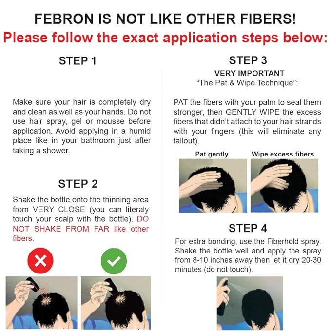 FEBRON Hair Fibers For Thinning Hair MEDIUM BROWN Giant 30G For Women & Men Hair Loss Concealer Hair Powder Volumizing Based 100% Undetectable & Natural - Bold Spots Filler