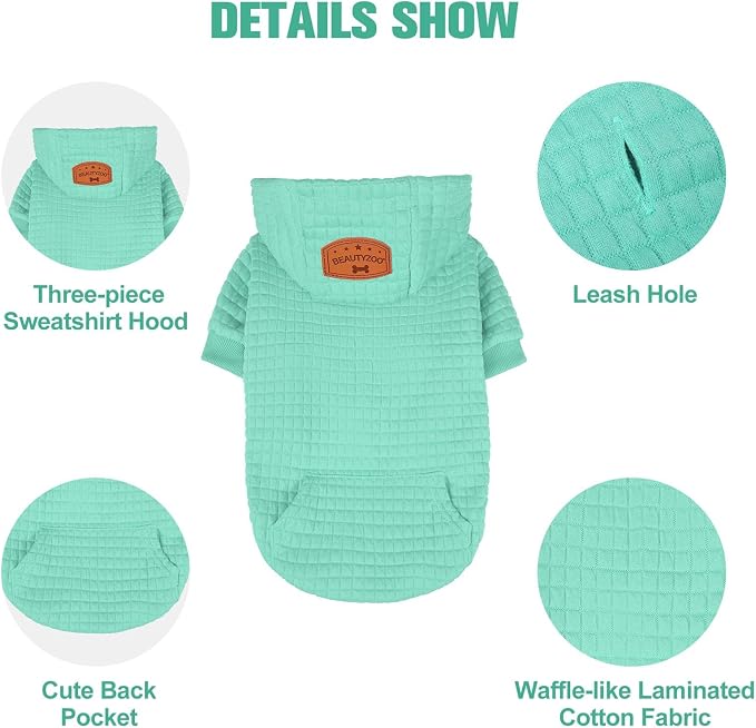 BEAUTYZOO Dog Hoodies Sweater for Large Dogs,Waffle‑Like Laminated Pet Coat | Warm Dog Sweatshirt with Pocket & Leash Hole,Pullover Clothes for Girl Boy Dogs,Stretchy & Easy‑On‑Off,Labrador & Great Danes