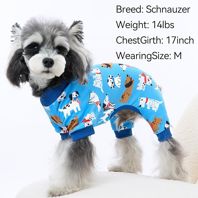 XPUDAC 4 Pack Dog Pajamas Cute Dog Clothes for Small Medium Dogs Boy Stretchy Soft Pjs Jammies Outfit Puppy Onesies for Winter, M