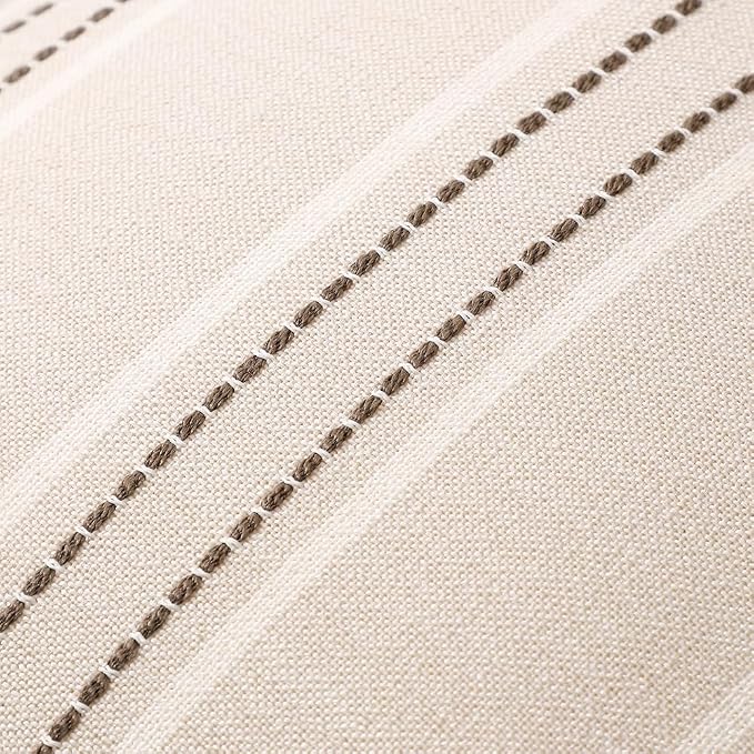 Hckot Striped Throw Pillow Covers 20x20 Set of 2 Charcoal Pillow Covers | Farmhouse Decorative Pillows Textured Linen Square Cushion Covers for Sofa Couch Bed Living Room Decor