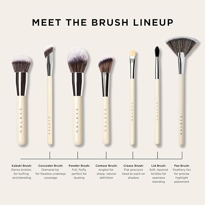 HALEYS Fan Makeup Brush – Soft Vegan Fluffy Face Brush for Applying Highlighter, Bronzer & Finishing Powder, Precise, Luminous Blending Tool, Cruelty-Free