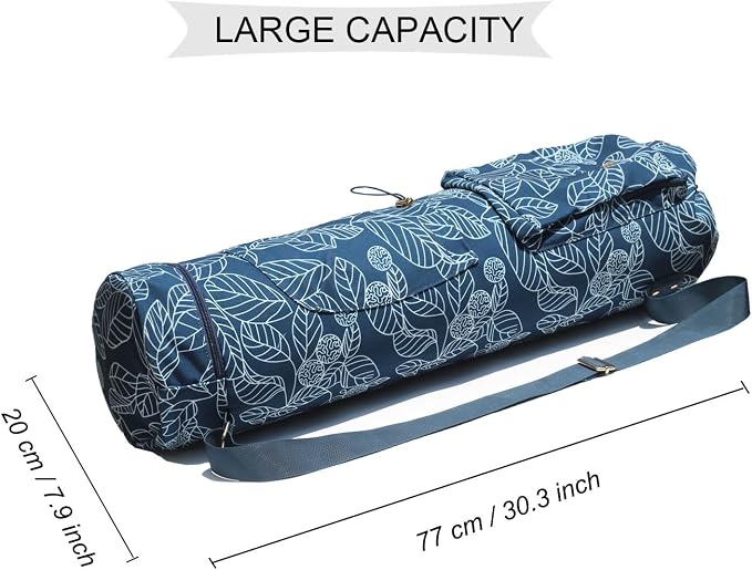 ESVAN Yoga Mat Bag with Multi Pockets Drawstring Yoga Mat Carrier Pilates Exercise Multi-Functional Storage Bag