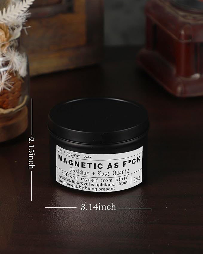 Magnetic AS F*CK, Hande Made Chakra Candle, Magic Attraction, Manifestation Crystal, Self Love, Ritual Meditation (8oz).