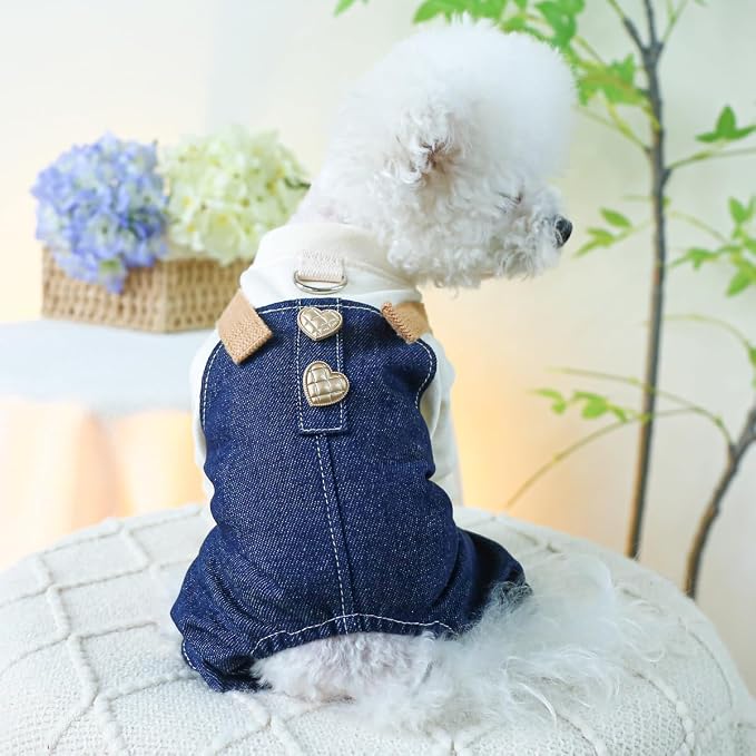 Dog Stylish Overalls Comfortable Puppy One Piece Outfits Summer Bib Overalls for Small Dogs Cute Pet Onesie Jumpsuit Chihuahua Yorkies Birthday Holiday Clothes Cat Costume