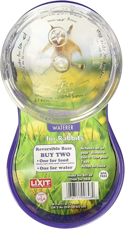 Lixit Reversible Waterer/Feeder for Rabbits and Other Small Animals. (Pack of 1),Purple