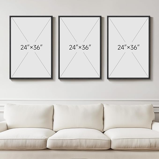 Large Framed Abstract Canvas Wall Art for Living Room, 3 Piece Colorful Minimalist Modern Prints Paintings Artwork for Walls, Neutral Pictures Wall Decor for Bedroom, Office, Dining Room 24x36 In