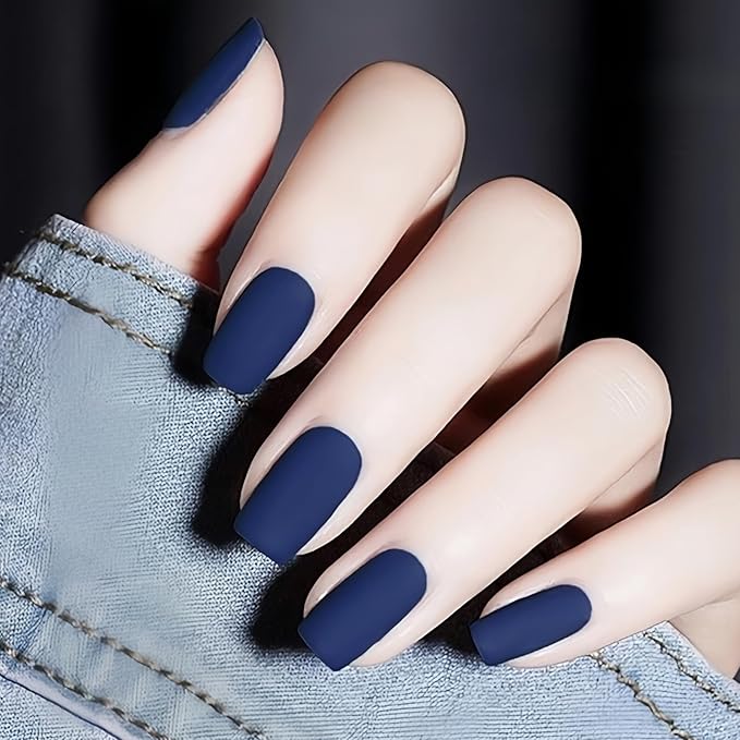 Matte Blue Nail Polish Quick Dry, Vegan Non Toxic Air Dry Nail Color for Women Girls, Royal Navy Blue Matte Finish