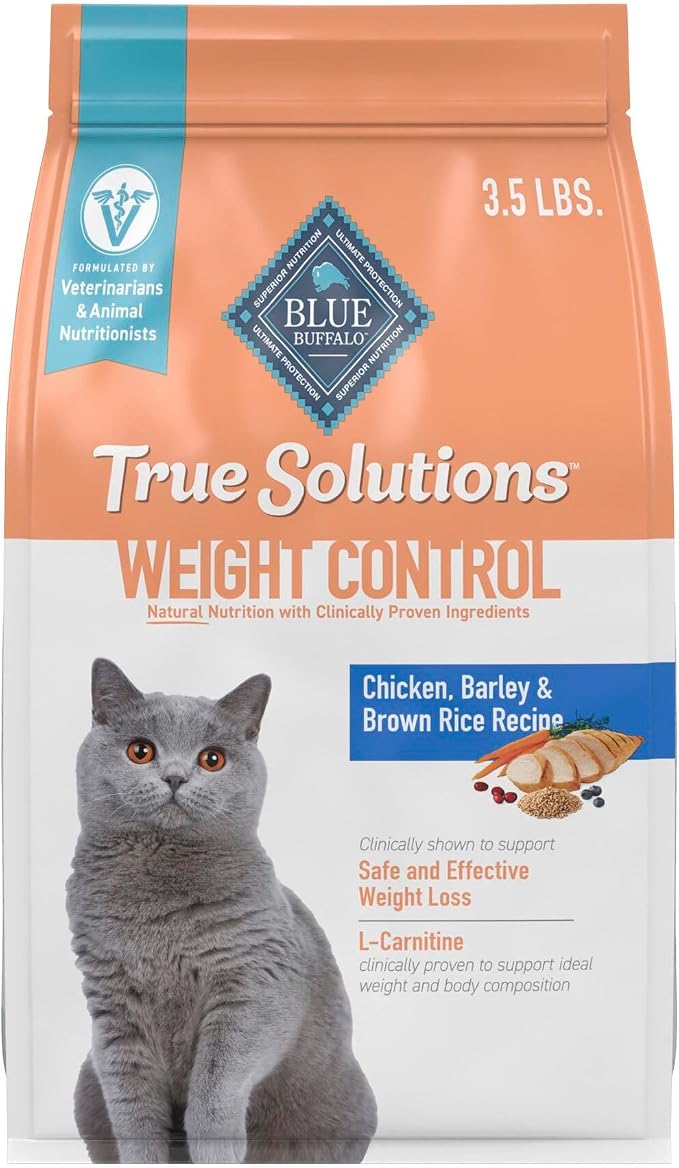 Blue Buffalo True Solutions Weight Control Chicken Dry Cat Food, 3.5 lb | Adult Formula, L-Carnitine & Enriched Fiber, Veterinarian Formulated