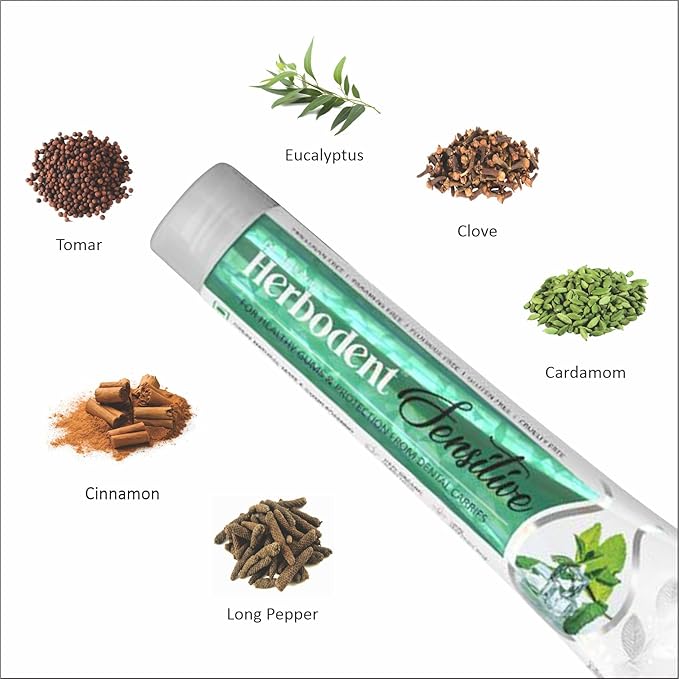 Herbodent® Sensitive Toothpaste - 6.53 Oz Pack of 2 | Enamel Repair & Cavity Protection, Fluoride Free, Sensitive Care with Natural Mouthwash & Gum Strengthening Herbs - Clove, Tomar, Long Pepper...