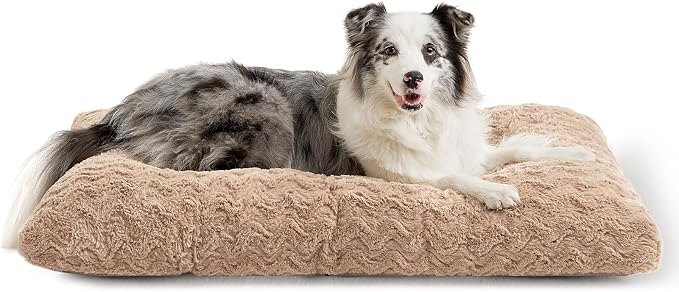 EHEYCIGA Washable Large Dog Bed for Crate, 36x27 Inch Pet Bed, Camel | Soft Dog Crate Bed, Plush and Comfy Kennel Pad, Deluxe Sleeping Mattress for Dogs Up to 55 lbs