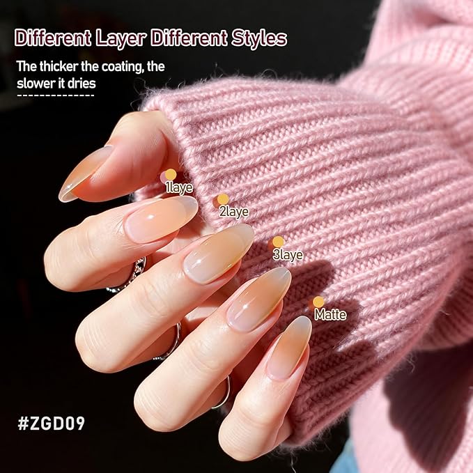 Jelly Nail Polish Set, 10 Color With 2Pcs Base and Top Coat Quick Dry High Gloss Shine Nail Polish Non Gel Translucent Milky White Nude Pink Color Holiday Gift Giving 5ML