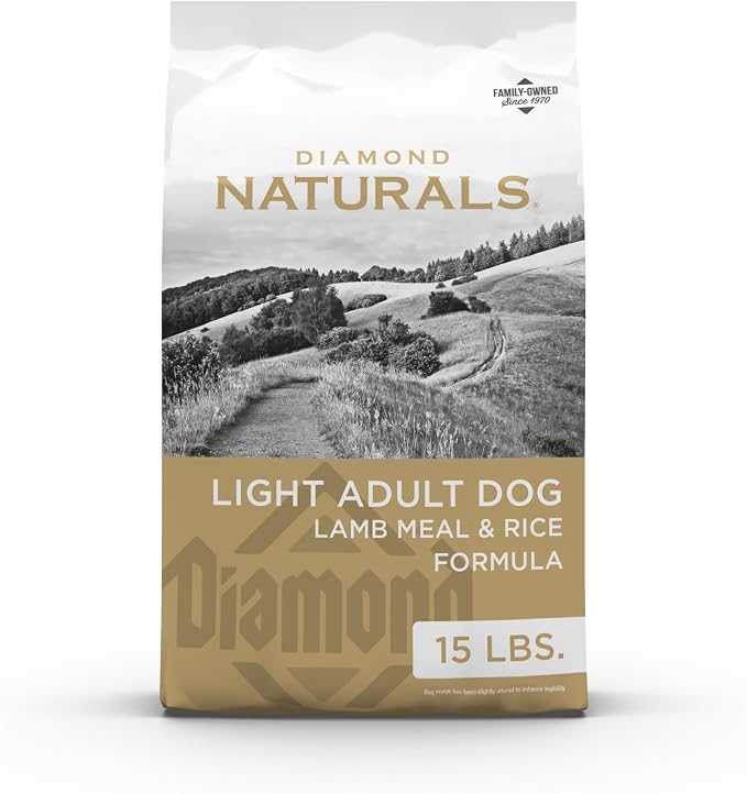 Diamond Naturals Light Adult Dry Dog Food, Lamb Meal & Rice, 15lb | L-Carnitine to Help Convert Fat to Energy | Glucosamine to Help Support Joints & Mobility | Guaranteed Probiotics