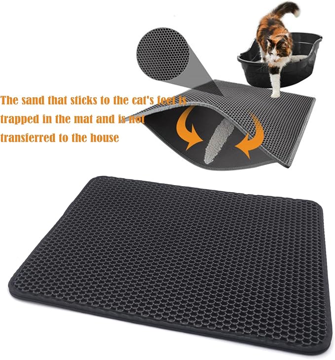 XKMT- Animal Pet Supplies Cats Litter & Housebreaking 40X50 Black Cat litter Mat Double Layer Pad Trapper Folding Pad EVA Foam Rubber
