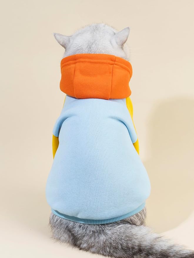 Basic Dog Hoodie Sweatshirt Puppy Sweater Warm Cat Costumes Pet Clothes for Chihuahua Puppy Kitten Small Medium Dogs Orange and Blue Large