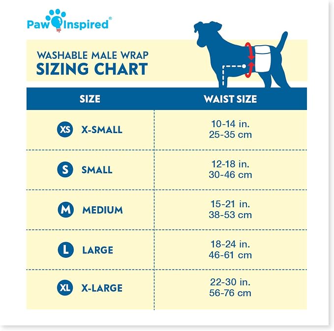 PAW Inspired Belly Band Male Dog WRAP Washable, Black, Black Lining, X-Small, 3 Count