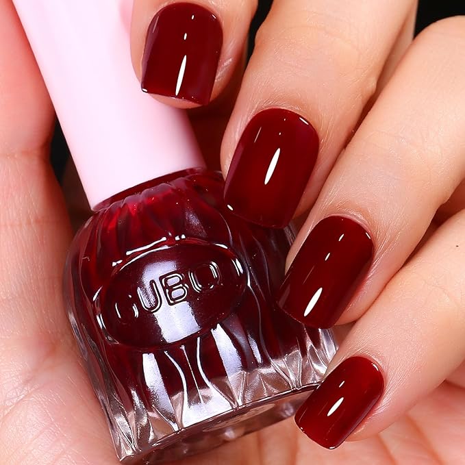 Major Dijit Quick Air Dry Nail Polish Maroon Regular Nail Polish Non UV Gel Hema 0.34 fl oz.