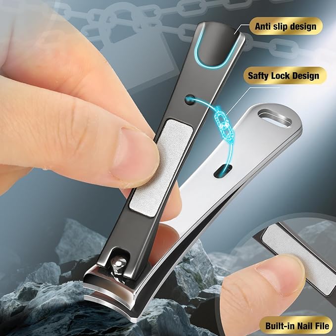 Vepkuso Toenail Clippers&Nail Clippers for Seniors Thick Nails - Professional Nail Clippers Set for Men/Women, Manicure Kit with Angled Head, Stainless Steel Toe Nail Cutter, Gift Idea