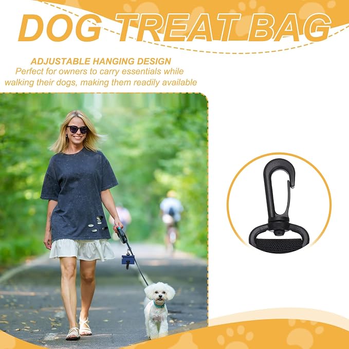 Dog Poop Bag Holder, Pet Waste Bag Dispenser Dog Treat Pouch with Clip Oxford Cloth Portable Reusable Easy Cleanup(2Pcs, Navy Blue/Gray), Intended for Outdoor/Travel/Walking