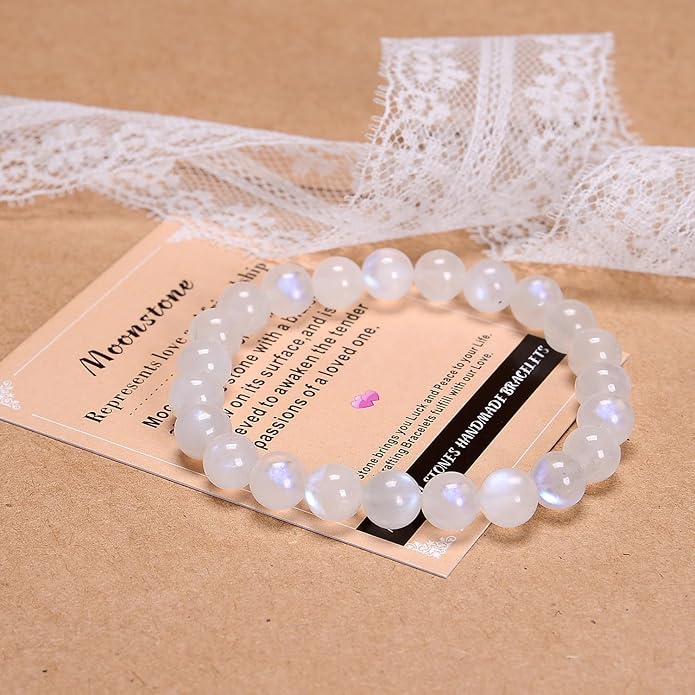 AD Beads Handmade Gemstone Stretch Elastic Bracelet Crystal Healing Reiki Nature's Beauty and Spiritual Essence Unisex