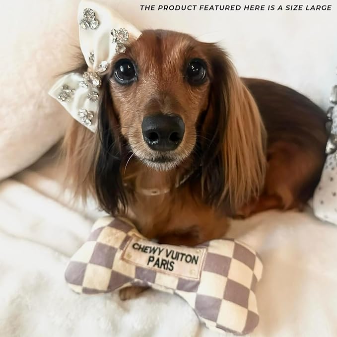 Haute Diggity Dog Chewy Vuiton Bone Plush Dog Toy, Designer Parody Toy
