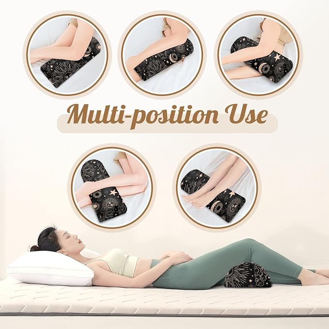 Knee Pillow for Back Sleeping – Half Moon Bolster Pillow for Under Knee While Sleeping Support, Leg & Back Pain Relief (21.5x9x5 Inches)