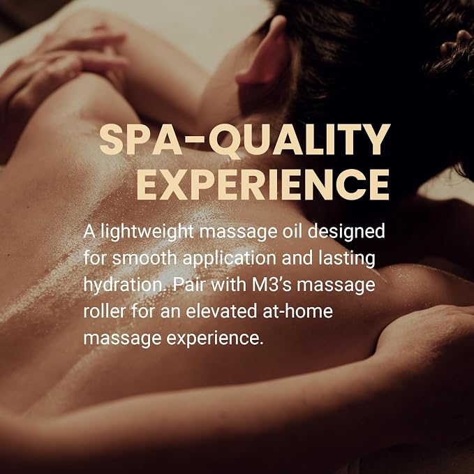 Lymphatic Massage Oil & Roller Kit for Massage Therapy - Ylang Ylang & Ginger Lymphatic Drainage Oil & Massager for Circulation & Detox Support, Non-Greasy Formula & Easy to Use Roller (8 Fl Oz) by M3