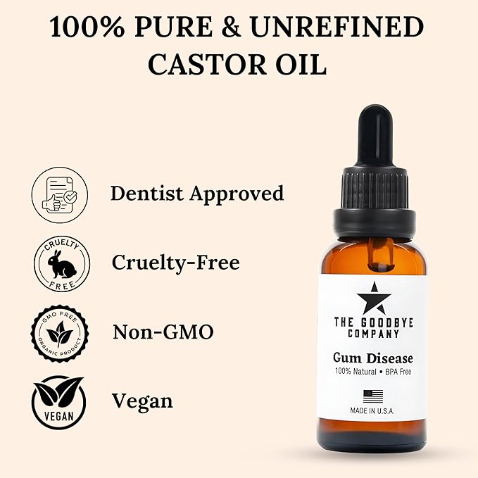 The Goodbye Company Gum Disease Treatment - 100% Pure Neem & Clove Oil - Natural Gingivitis Remedy - Non-Toxic, BPA-Free Oral Care - Fast-Acting Gum Healer (30ml)
