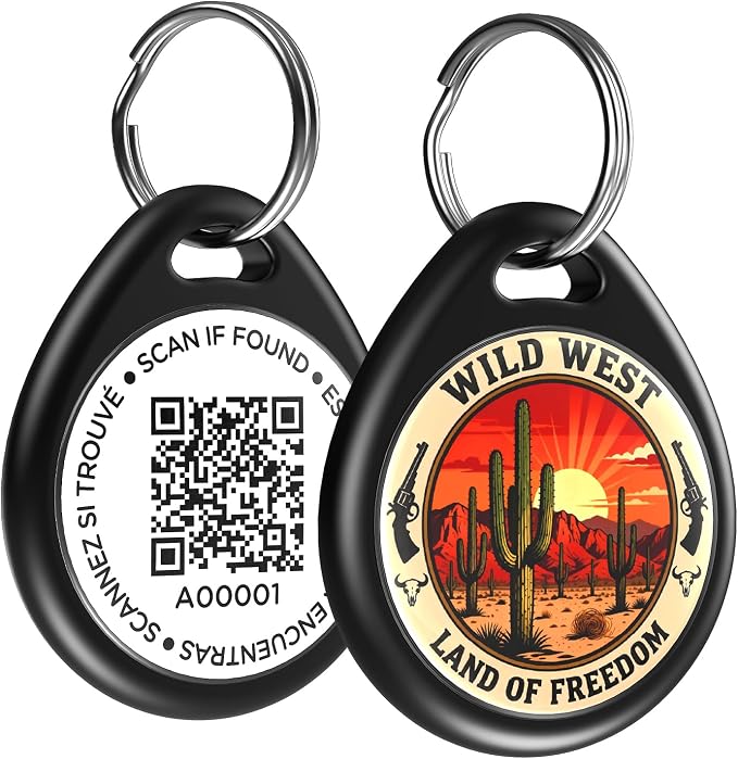 QR Code Dog Tags Personalized for Pets, Real-time Alerts, Cactus