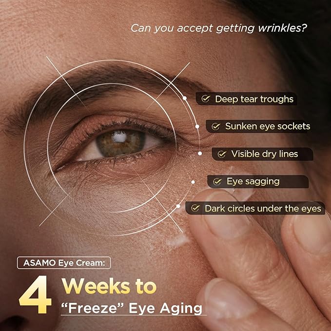 ASAMO Eye Cream for Dark Circles and Puffiness - Under Eye Moisturizer to Reduce Fine Lines & Wrinkles