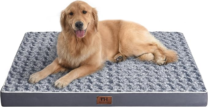 WESTERN HOME WH Orthopedic Dog Beds Large Sized Dog Washable Pet Bed, 36in | Waterproof Liner,Removable Cover,Thick Egg Crate Foam for Joint Support,Nonskid Bottom,OEKO-TEX Certified,Grey,Up to 70 Lbs