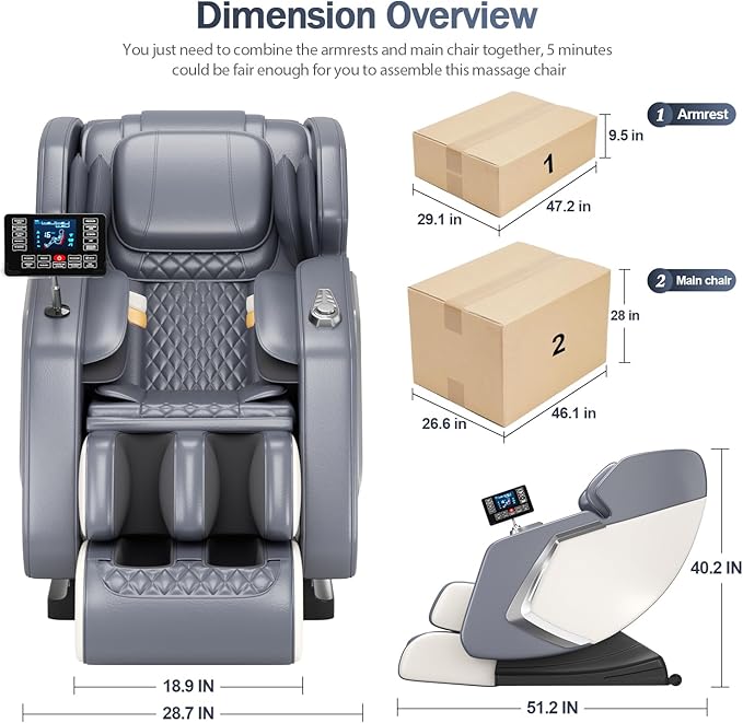Zero Gravity Shiatsu Massage Chair Full Body Deep Tissue Massage with Lumbar/Calf Heat, Foot Rollers & Recline - Relieve Back Pain for Home Office Workers/Athletes