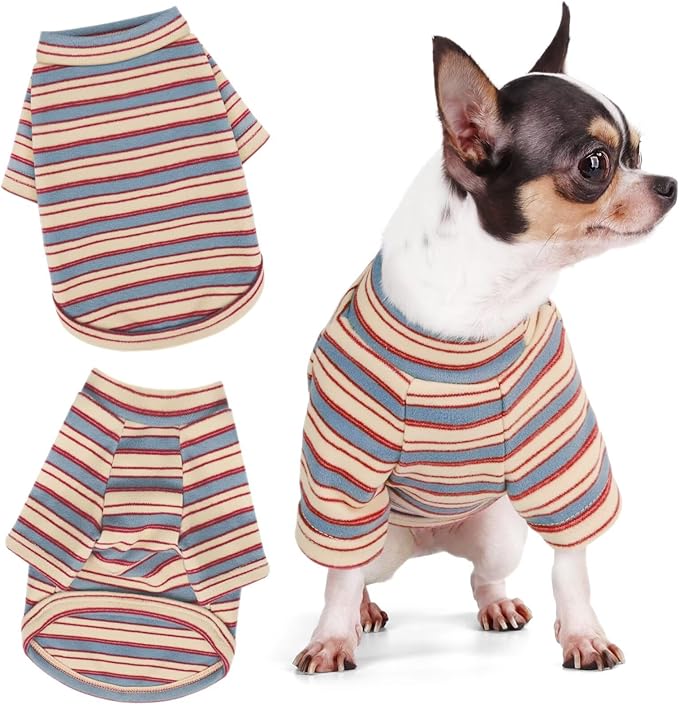 Paiaite Stylish Striped Block Dog Shirt Breathable Clothes Red&Blue XL | Wrinkle resistant comfy wear, suitable for small medium large dogs, great daily outfit Warm for all pet lovers