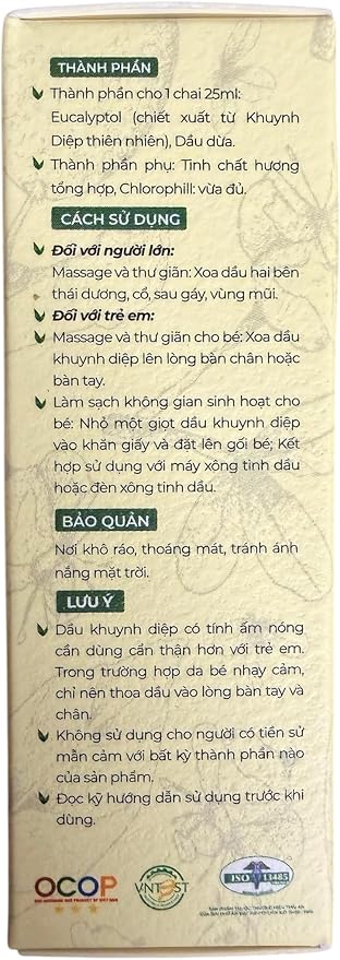 Vietnamese Natural Eucalyptus Lotion - Natural Massage Lotion - Dau Khuynh Diep Thai an 25ml