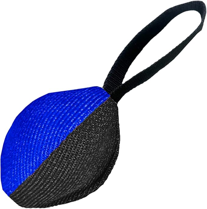 Heavy Duty Dog Chew Ball for Aggressive Chewers, Interactive Bite Ball for Tug of War Fetch, Dogs Indoor Outdoor (Blue)