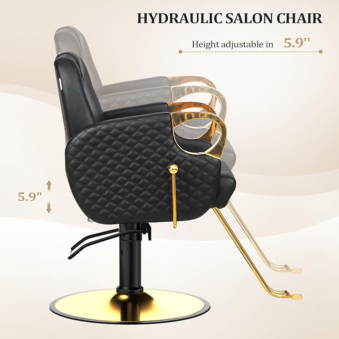 OmySalon All Purpose Salon Chair with Reclining Back, Stylist Chairs for Salon, Hydraulic Barber Chair Heavy Duty Hair Chair for Shampoo Makeup Threading Waxing