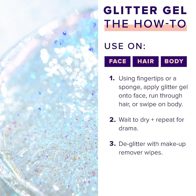 Unicorn Snot Face & Body BIO Glitter - Cosmetic-Grade Holographic Glitter Gel - Plant-Based Makeup for Festivals, Raves, Anime Cosplay - Safe for Face, Easy Application & Removal (Galaxy)