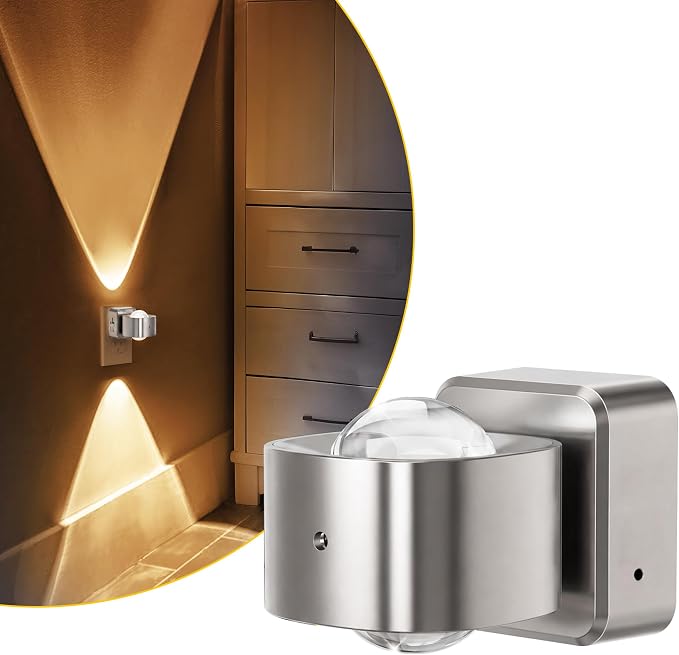 L LOHAS LED Night Light Projector, Night Lights Plug into Wall Light Sensor | Dusk to Dawn Sensor, Silver Rotating Nightlight for Kids, Soft White Ambient Lighting for Bathroom, Gaming Room,1 Pack