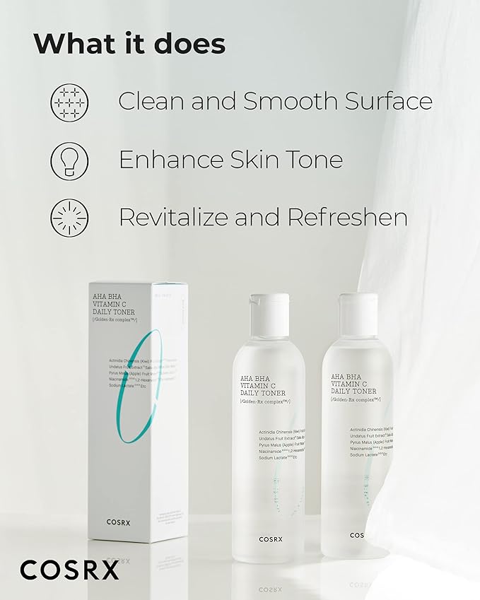 COSRX ABC Daily Toner, Korean Toner for Day & Night with AHA, BHA, & Vitamin C, Refreshing Exfoliating Toner for Clean Radiant Skin, Korean Skin Care, 280ml / 9.46 fl.oz