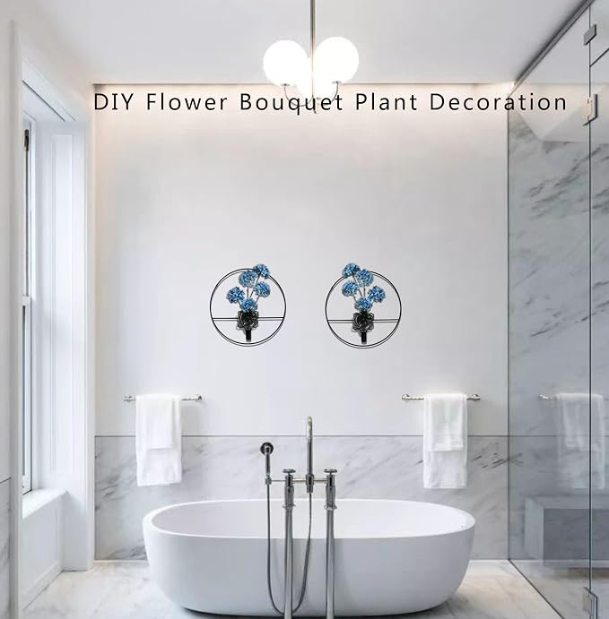 M-dazzling Metal Plants wall hanging decor;Wall-Mounted Plants Wall ;Plant Wall Decor; Metal wall hanging Vase;Living Room, Bedroom, Bathroom, Dining room,Plant Wall-Mounted Decor (Black Rose)