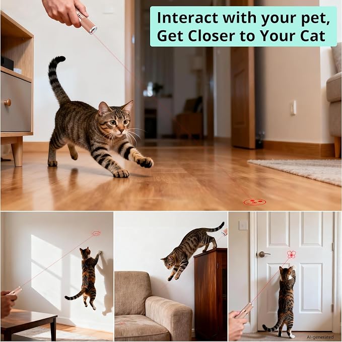 TBTeek Cat Toy, with Metal Case, 2 Pieces, 7 Adjustable Pattern(Rose Gold) | Rechargeable, Cat Fun Playing Exercise Interactive Kitten Pet Dog Chase Light