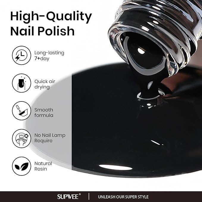 Black Nail Polish Quick Dry Nail Polish Fall Colors Matte Effect, Fast Drying Regular Nailpolish, Air Drying, Lacquer, Oil-based, Air Dry, Vegan, Fast Drying, Streak, Long Lasting