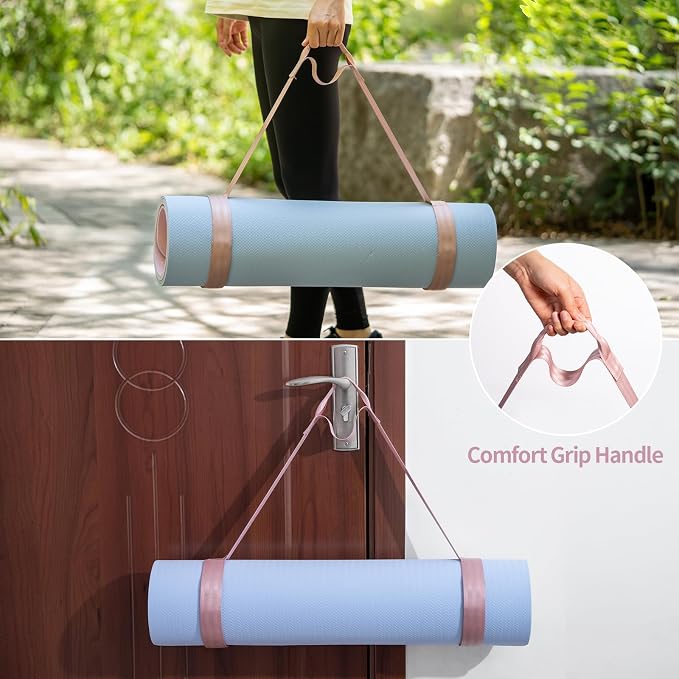 Trilancer Adjustable Yoga Mat Strap With Hook and Loop Closure, Yoga Mat Holder Carrier,and Organizing-Mat Not Included