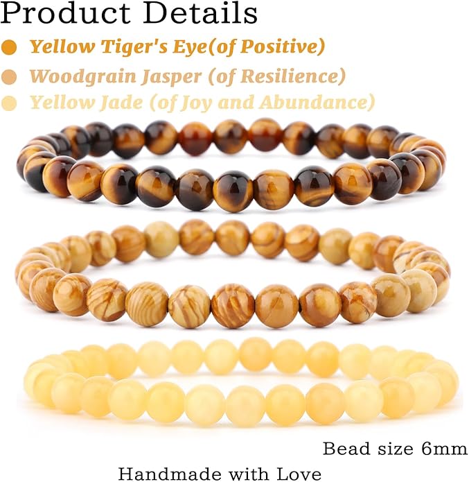 NCB 2.3-Piece 4mm Natural Crystal Gemstone Stretch Bracelets – Handmade Reiki Energy Healing Jewelry for Meditation,Yoga, Unisex