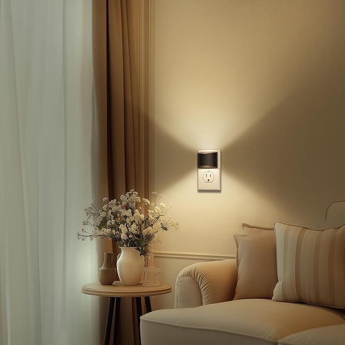 Night Light, Night Lights Plug into Wall, Adjustable, 3000K | 3 Level Brightness Adjustable Night Light, Dusk to Dawn Sensor, Nightlights for Adults, Bedroom, Bathroom, Hallway, 2 packs