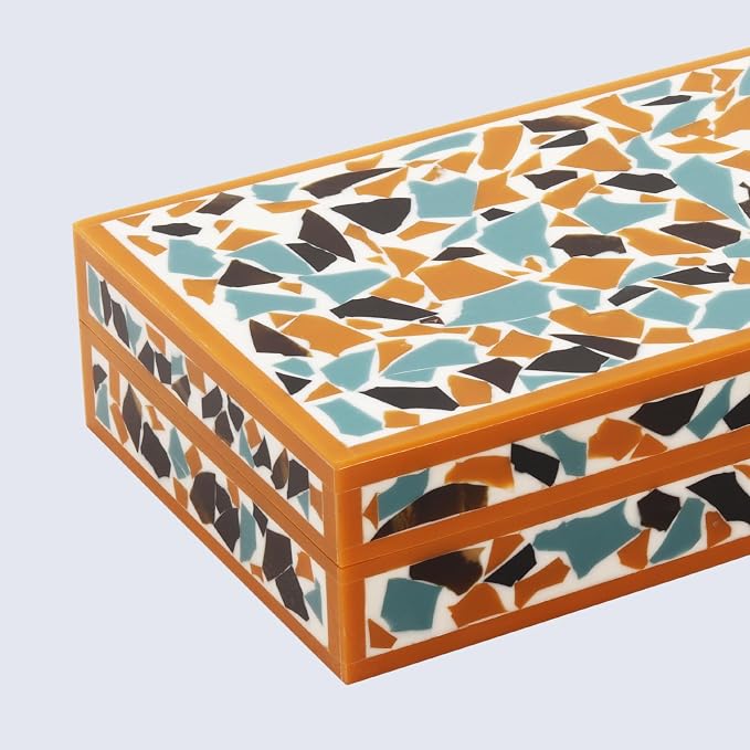 Handicrafts Home Decorative Storage Box 10x6 – Remote Organizer Box with Lid, Modern Decorative Keepsake Box, Boho Shelf Décor, Memory Box for Photos or Letters, Decorative Box for Table Décor