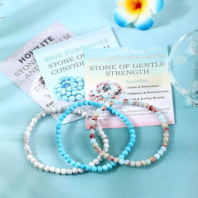NCB 2.3-Piece 4mm Natural Crystal Gemstone Stretch Bracelets – Handmade Reiki Energy Healing Jewelry for Meditation,Yoga, Unisex