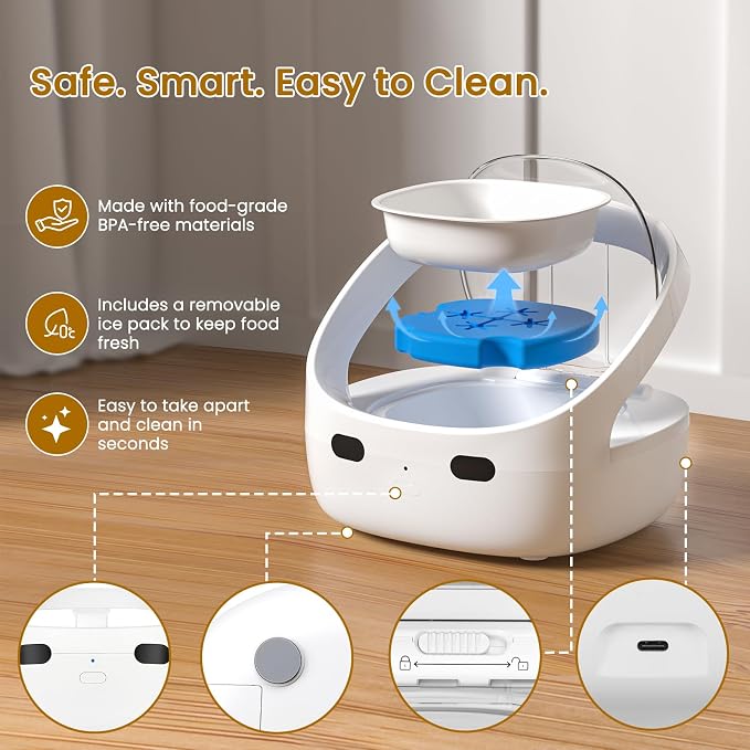 RFID Cat Feeder for Multiple Cats, Stops Food Stealing, Wet & Dry Food | RFID collar tag access, helps reduce food stealing, 1.7-cup removable bowl, 2 ice packs, USB or battery power