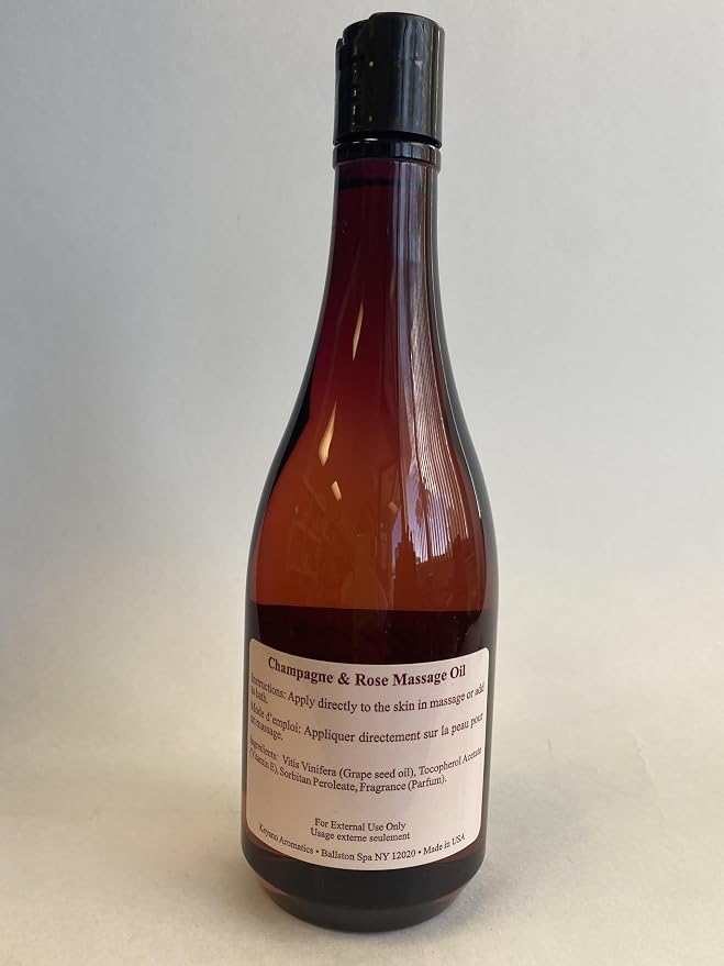 Keyano Aromatics Champagne and Rose Massage Oil 12 Oz.
