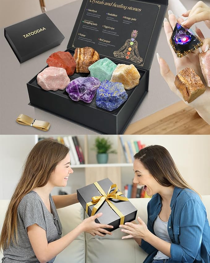 Chakra Stones Set with Crystal Cluster, (2-2.5 inch) Large Crystals and Healing Stones - Real Raw Healing Crystals and Stones Positive Energy for Meditation, Birthday Gifts for Women, Christmas Gifts